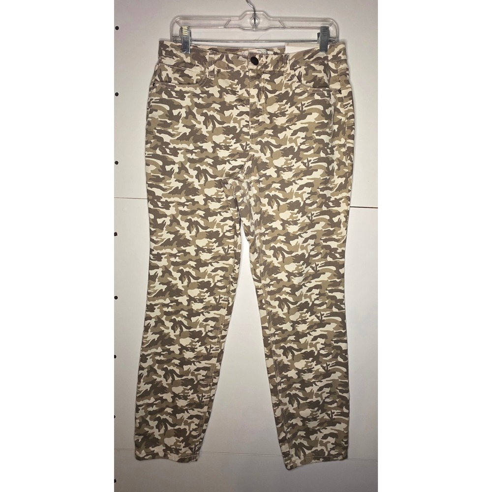 594 CJ Banks Est 1946 Denim Camo Skinny Ankle Pants Tan Olive Green Womens Sz 8